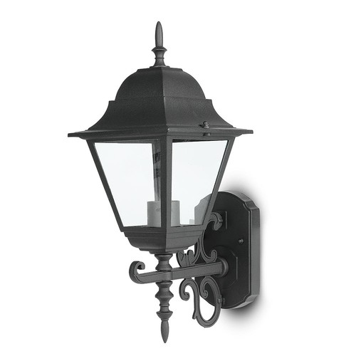 E27 wandlamp, mat zwart - Aluminium en glas, 245x445x185mm, zonder lichtbron