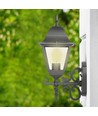 E27 wandlamp, mat zwart - Aluminium en glas, 245x445x185mm, zonder lichtbron