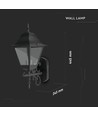E27 wandlamp, mat zwart - Aluminium en glas, 245x445x185mm, zonder lichtbron