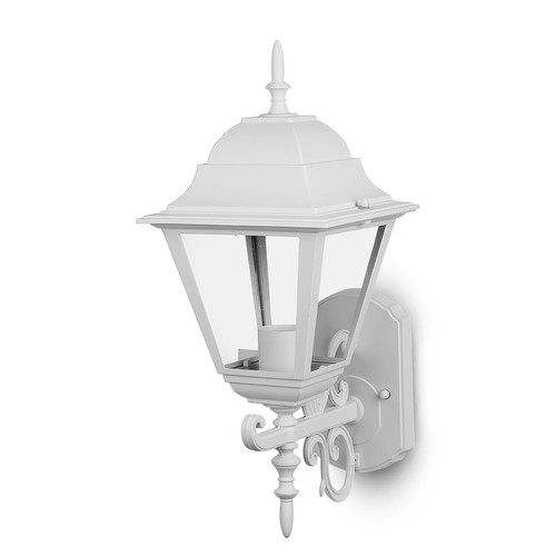 E27 wandlamp Large - Mat wit, aluminium en glas, 44,5cm hoog, zonder lichtbron