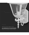 E27 wandlamp Large - Mat wit, aluminium en glas, 44,5cm hoog, zonder lichtbron