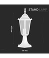 40cm witte tuinlamp, E27 - Mat wit, IP44, aluminium, zonder lichtbron