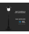 1,1m tuinlamp voor E27 - Zwart, IP44, aluminium, 111cm hoogte, zonder lichtbron