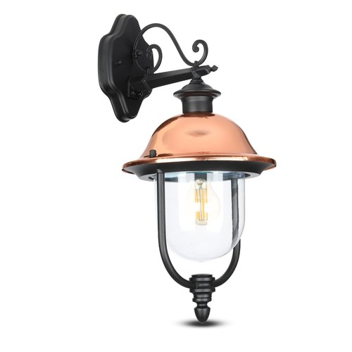 E27 tuinlamp wandlantaarn neerwaarts - IP44 buiten, mat zwart grafiet, aluminium, zonder lichtbron