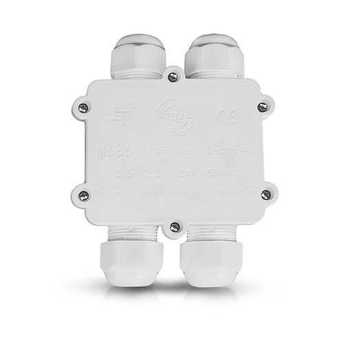 Waterdichte 4-weg lasdoos, IP68 - Wit, 4-pin, 24A, 450V, UV-bestendig, 0,5-4mm²