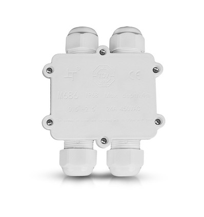 Waterdichte 4-weg lasdoos, IP68 - Wit, 4-pin, 24A, 450V, UV-bestendig, 0,5-4mm²