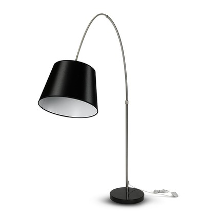 Zwarte LED vloerlamp met marmeren voet - E27 fitting, max 60W, 192cm hoog, modern design