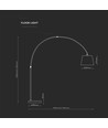 Zwarte LED vloerlamp met marmeren voet - E27 fitting, max 60W, 192cm hoog, modern design