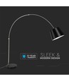 Zwarte LED vloerlamp met marmeren voet - E27 fitting, max 60W, 192cm hoog, modern design