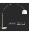 E27 vloerlamp met marmeren voet, 192cm - Ivoor, metaal, max 60W, zonder lichtbron