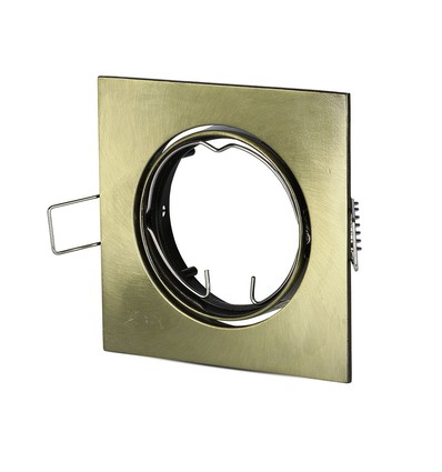 GU10 inbouwspot, vierkant - Goud, gat: Ø7,4 cm, afm: 8,2 x 8,2 cm, zonder lichtbron