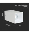 Vt-882 lamp GU10 - vierkant, wit+wit