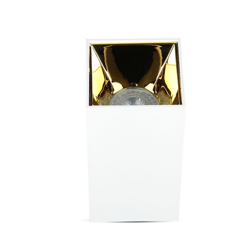GU10 vierkante opbouwspot - Wit/Goud, aluminium, 8x8cm