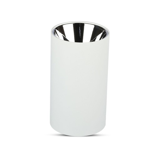 GU10 opbouwspot - Rond, wit en chroom, aluminium, zonder lichtbron