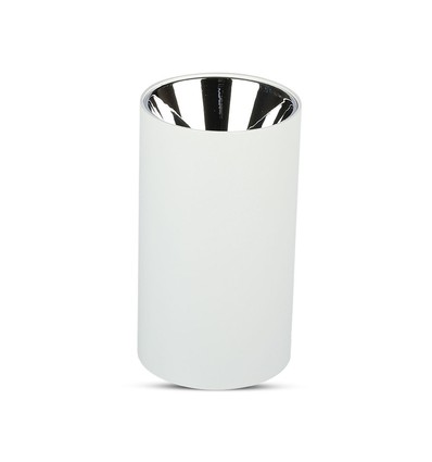 GU10 opbouwspot - Rond, wit en chroom, aluminium, zonder lichtbron