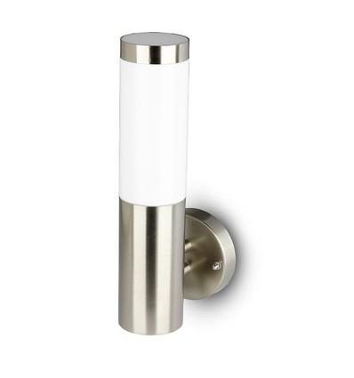E27 wandlamp van roestvrij staal - IP44 buiten, zilver/wit, zonder lichtbron