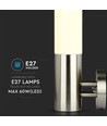 E27 wandlamp van roestvrij staal - IP44 buiten, zilver/wit, zonder lichtbron