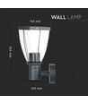 E27 buitenwandlamp - Omhoog gericht, IP44, roestvrij staal, donkergrijs, zonder lichtbron
