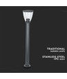 E27 tuinlamp van roestvrij staal - 80cm, zwart/grijs, IP44 buiten, zonder lichtbron