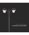 2-kops tuinlamp voor E27, 230cm - IP44, zwart, aluminium, zonder lichtbron