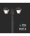 2-kops tuinlamp voor E27, 230cm - IP44, zwart, aluminium, zonder lichtbron