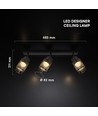 18W LED designer plafondlamp met 3 spots - 2160lm, 3000K, mat zwart, verstelbaar, incl. lichtbron