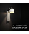190x120x430 mm VT-89021 wandlamp 10W - LED, decoratief, 3000K, geborsteld nikkel + wit