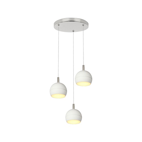 3x10W LED designer hanglamp - 3600lm, 3000K, geborsteld nikkel, witte afwerking