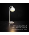 10W decoratieve LED tafellamp - Ø16 x 44 cm, 1200lm, geborsteld nikkel en wit, 3000K