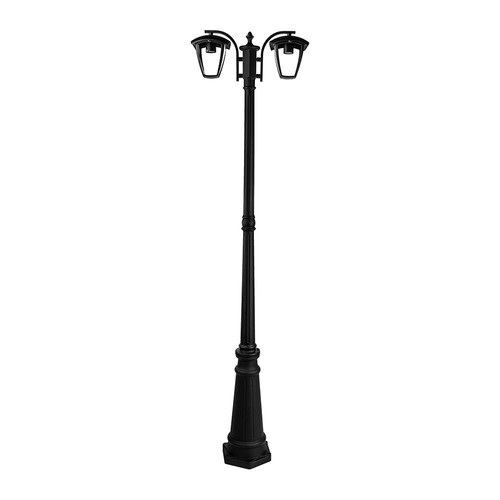 199cm 2-kops tuinlantaarn, E27 - Zwart, aluminium, IP44 buiten, zonder lichtbron
