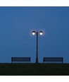 199cm 2-kops tuinlantaarn, E27 - Zwart, aluminium, IP44 buiten, zonder lichtbron