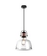 Vintage hanglamp van transparant glas, E27 fitting - Zwarte basis, max 60W, Ø79,1cm, zonder lichtbron