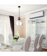 Vintage hanglamp van transparant glas, E27 fitting - Zwarte basis, max 60W, Ø79,1cm, zonder lichtbron