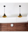 Ø26cm hanglamp van aluminium met houten top - E27 fitting, max 60W, zwart, zonder lichtbron