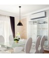 Ø26cm hanglamp van aluminium met houten top - E27 fitting, max 60W, zwart, zonder lichtbron