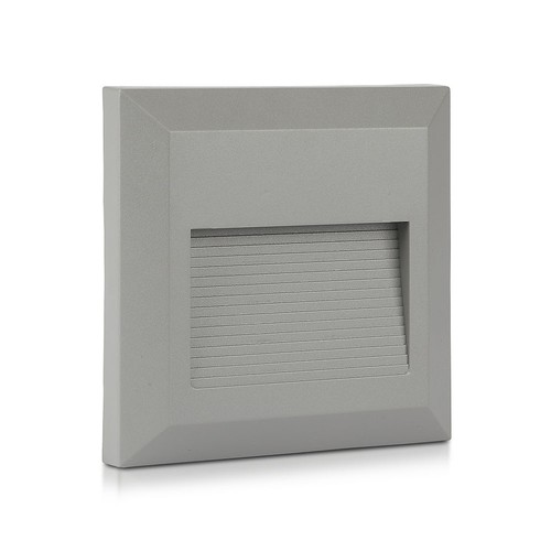 2W LED inbouwwandlamp - IP65, 12,4 x 12,4 cm, zwart, vierkant, 4000K, step light