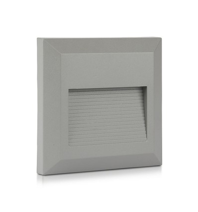 2W LED inbouwwandlamp - IP65, 12,4 x 12,4 cm, zwart, vierkant, 4000K, step light