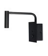 3W LED bed/hotel wandlamp met USB en schakelaar - Zwart, 3000K, COB CREE chip, 12x12 cm