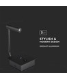 3W LED bed/hotel wandlamp met USB en schakelaar - Zwart, 3000K, COB CREE chip, 12x12 cm