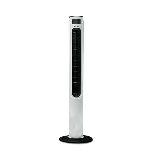 55W LED torenventilator, 116cm - Incl. afstandsbediening, temperatuurdisplay, 3 snelheden, wit/zwart