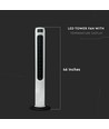 55W LED torenventilator, 116cm - Incl. afstandsbediening, temperatuurdisplay, 3 snelheden, wit/zwart