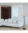 Designer vloerlamp E27 - ronde ivoorkleurige lampenkap, zwarte metalen voet