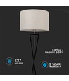 Designer vloerlamp E27 - ronde ivoorkleurige lampenkap, zwarte metalen voet