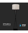 Designer vloerlamp E27 - ronde ivoorkleurige lampenkap, zwarte metalen voet