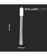 110cm LED tuinlamp met sensor - E27 fitting, IP44, roestvrij staal, PIR sensor, antraciet grijs