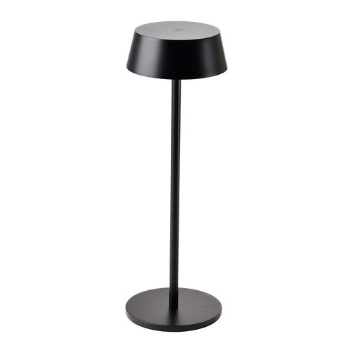 2W oplaadbare LED tafellamp, IP54 - 200lm, dimbaar, touch, 8-10 uur batterij, zwarte afwerking