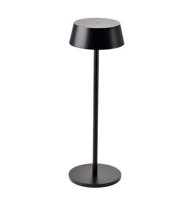 2W oplaadbare LED tafellamp, IP54 - 200lm, dimbaar, touch, 8-10 uur batterij, zwarte afwerking