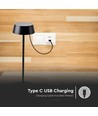 2W oplaadbare LED tafellamp, IP54 - 200lm, dimbaar, touch, 8-10 uur batterij, zwarte afwerking