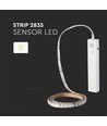 1m 2,4W LED strip met batterijbox en sensor - 6V, IP65, 4000K, PIR sensor, incl. 3M tape
