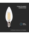 VT-2327 LED-kaarslamp 6W E14 - gloeidraad, heldere kap, 6500K, 130lm/W